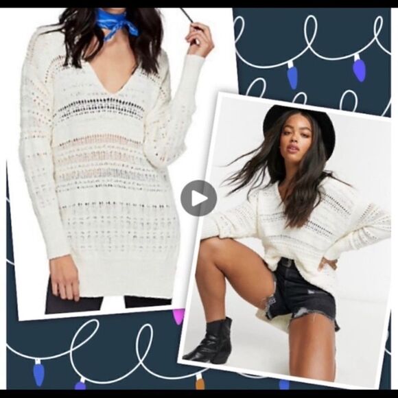 Free People Hot Tropics knit V-Neck Sweater M - Picture 1 of 4